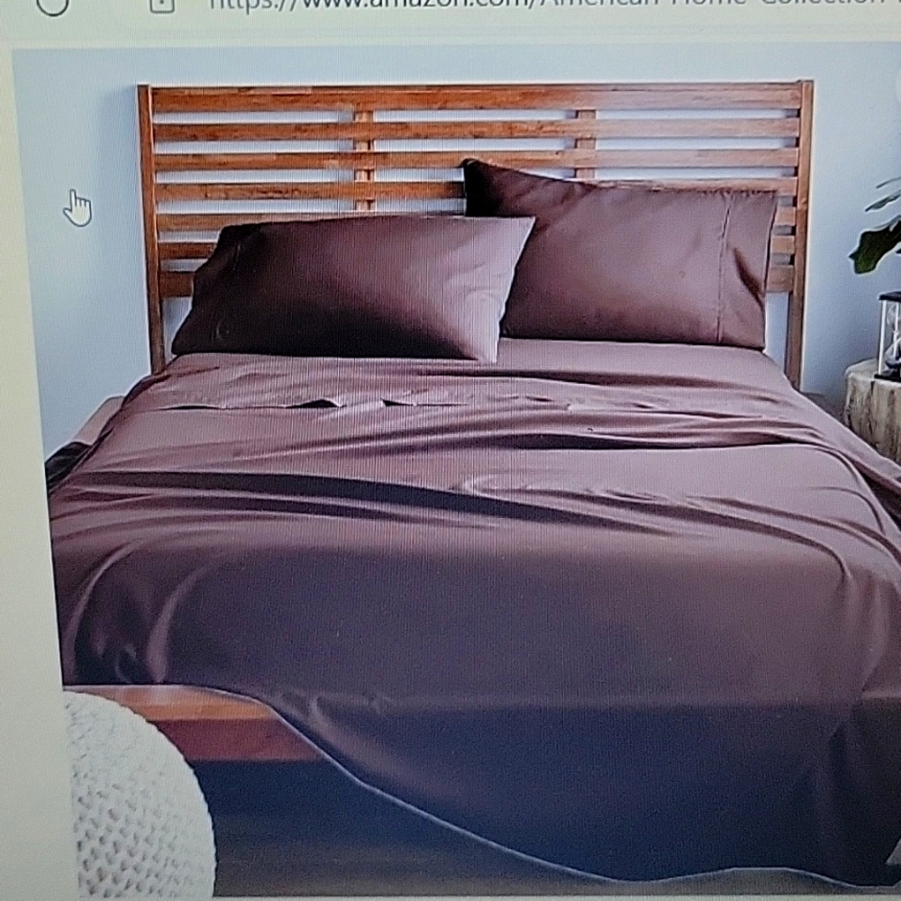 American Home Coll Queen Chocolate Brown 4pc sheet set extra soft microfiber New